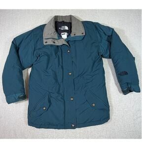 The North Face Women SP Green Goose Down Long Sleeve Zip Button Front Jacket